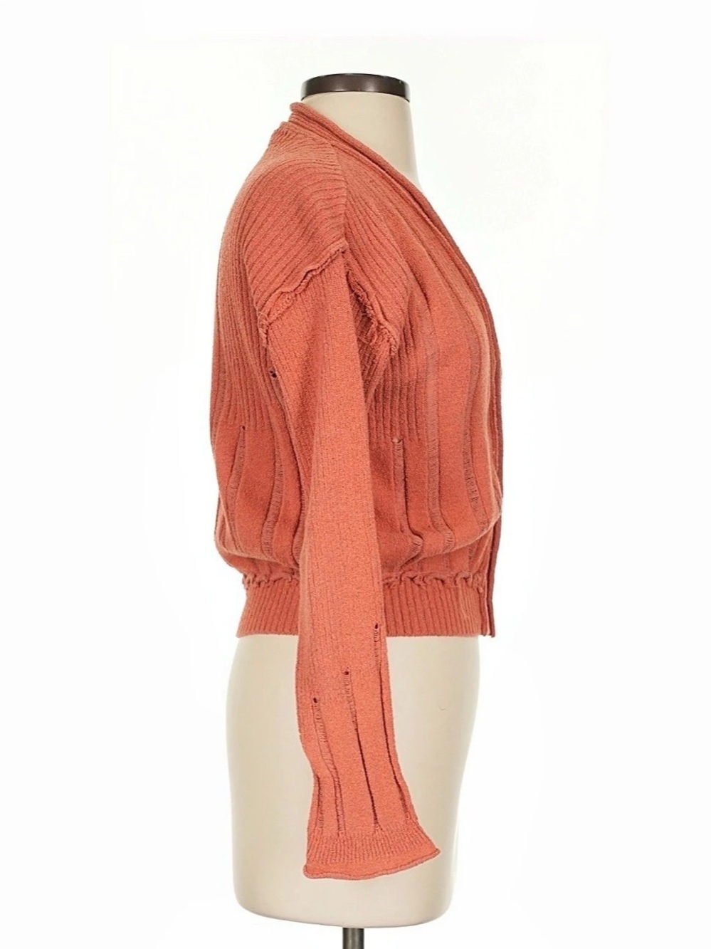 Free People Rib Button Front Cardigan Orange - Picture 3 of 4